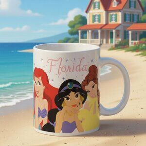 Disney Princess Florida Coffee Mug – Ariel Jasmine Belle | Magical Beachy Disney